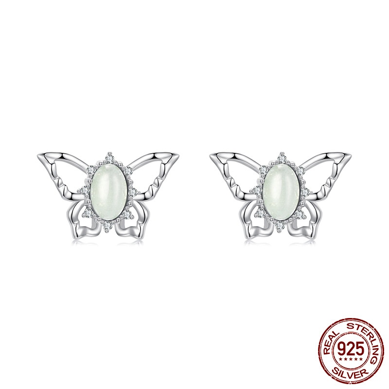Elegant Butterfly Studs S925 Sterling Silver Platinum-plated Earrings