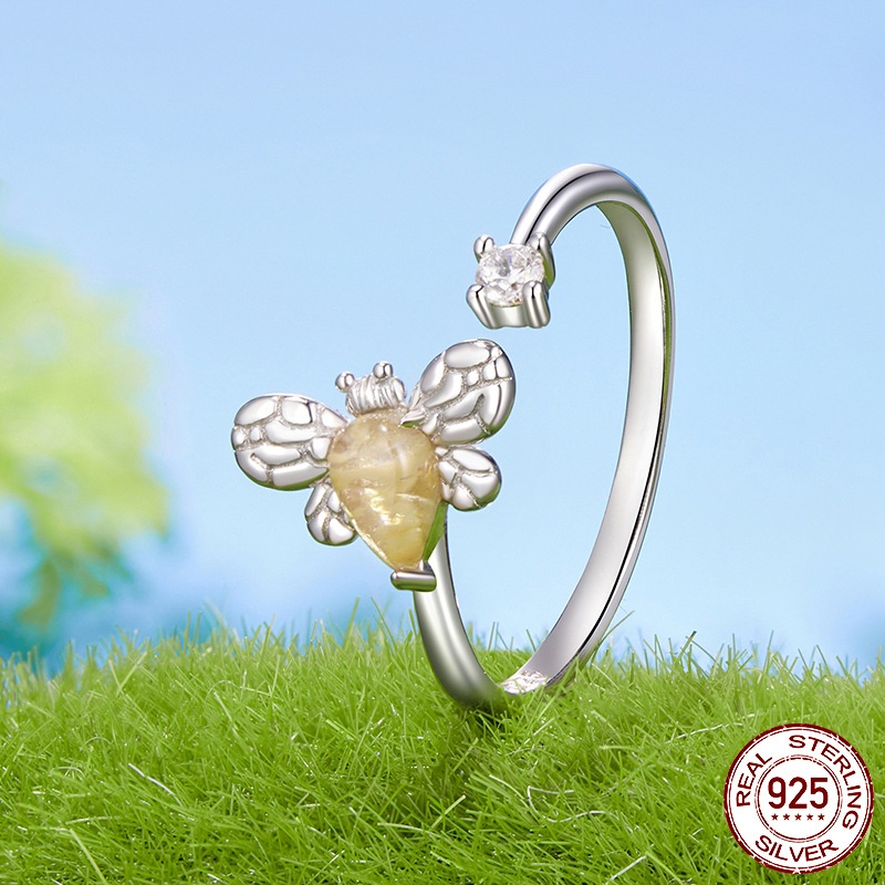 S925 Sterling Silver All-match And Cute Bee Adjustable Ring