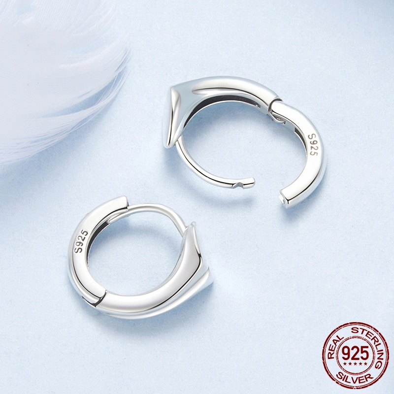 Glossy Love Heart Earrings S925 Sterling Silver Fashion Ear Clips