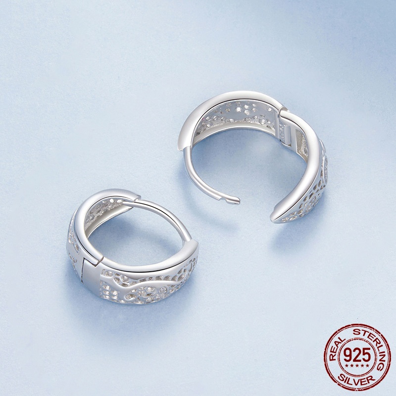 Hollow Lace Pattern Earrings S925 Sterling Silver Ear Clip