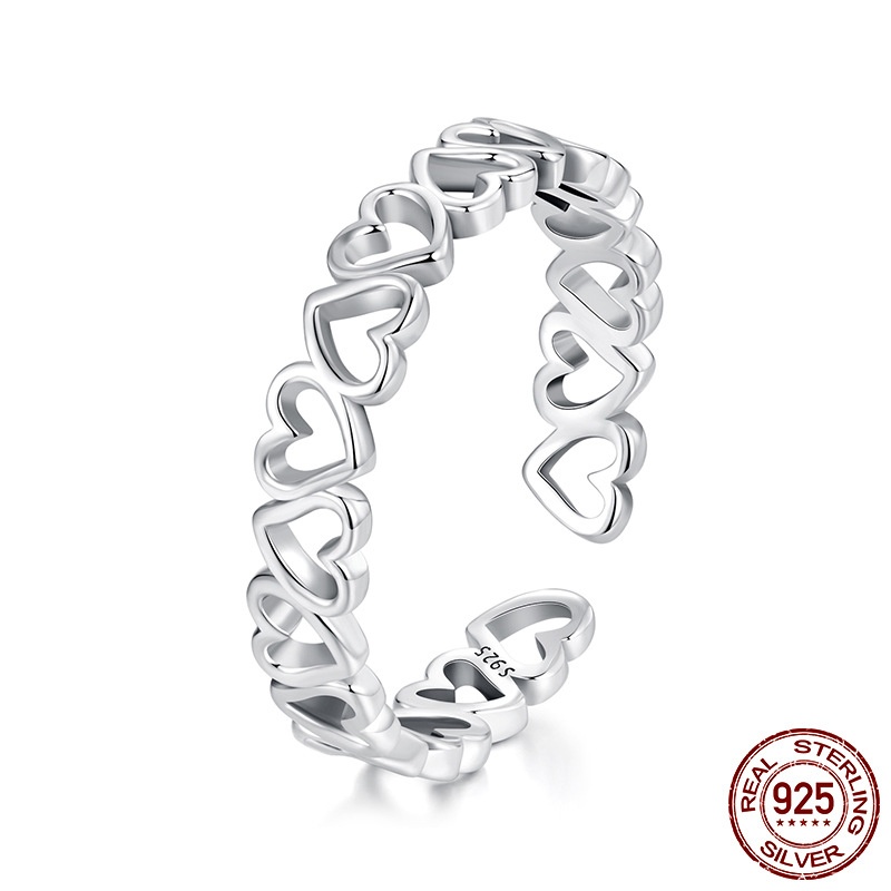 S925 Sterling Silver Simple Glossy Adjustable Ring