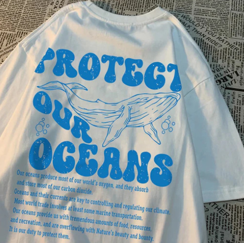 Ocean Starfish Dolphin Printing T shirt For Women White - Shop at LoveMi