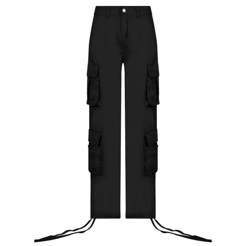 Trendy Workwear Denim Casual Pants For Women - Black