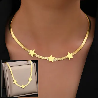 Stainless Steel Necklaces Gothic Blade Snake Chains Stars Choker Statement Light Luxury Temperament Necklace For Women Jewelry