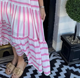 Seaside Vacation Skirt Printed Striped V-neck