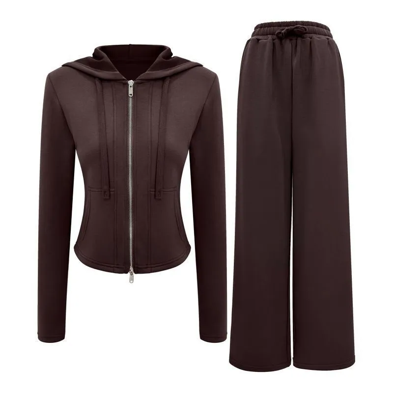 Yoga Suit Autumn And Winter Thick Warm Long Sleeves Hooded Workout Clothes - Deep Ingenious Color