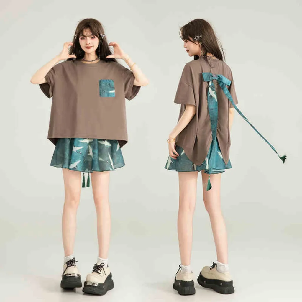 Summer Niche Chic Loose Short Sleeved Shirt - Coffee Color Short Sleeved