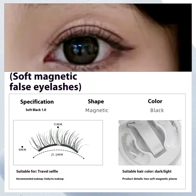 Magnetic False Eyelashes Natural Long Lasting Eyelashes Integrated Soap Holder Soft Silk Black - Shop at LoveMi