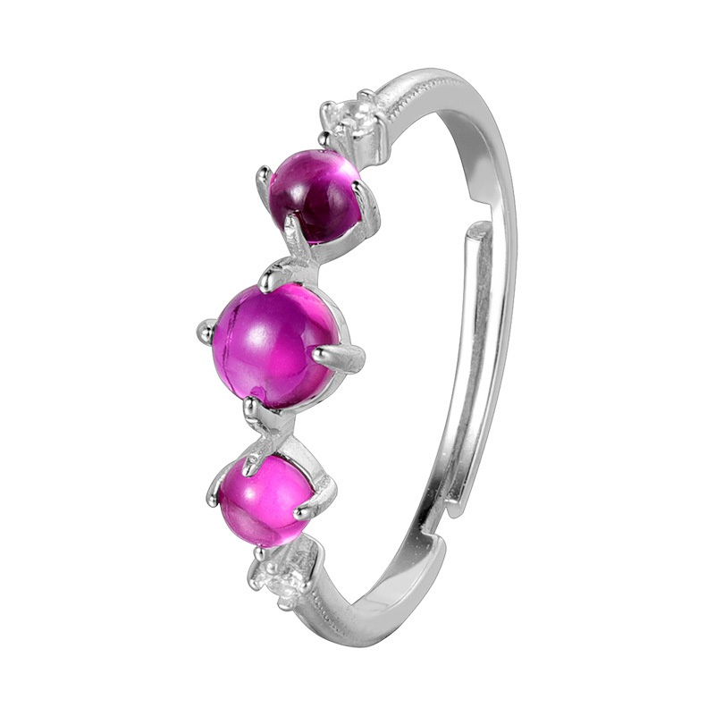 S925 Silver Simple Japanese Orange Garnet Ring