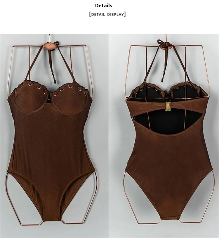 Simple Retro Beach Seaside Vacation One-piece Swimsuit - As Shown In The Figure-L