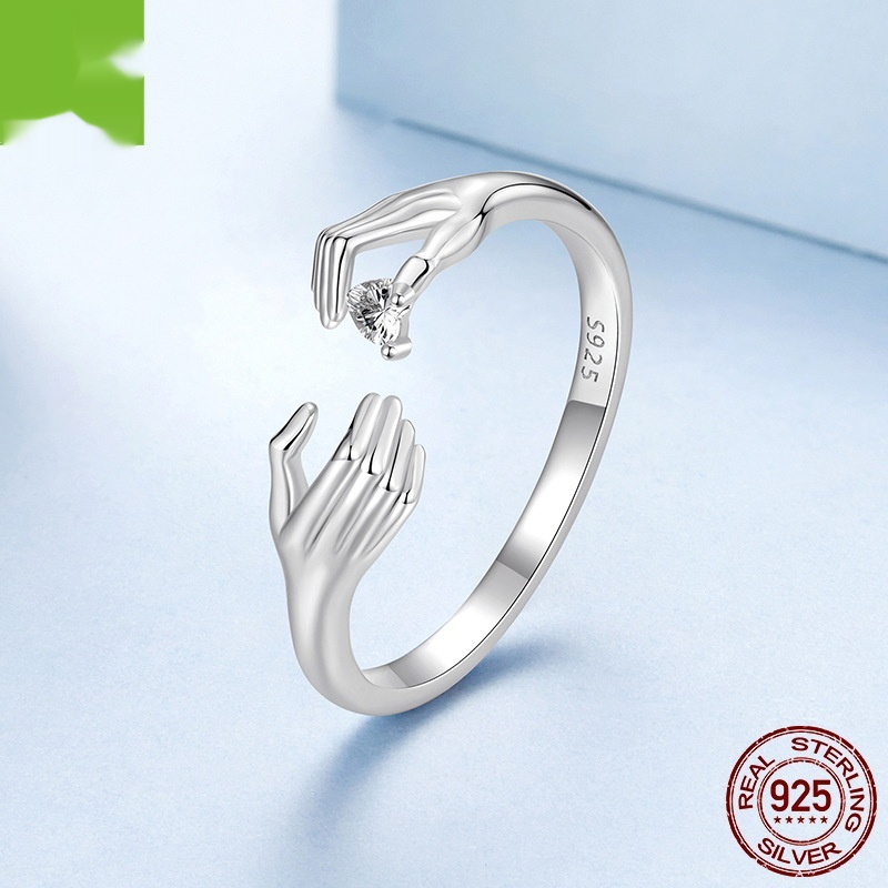 925 Sterling Silver Open Heart Delivery Ring