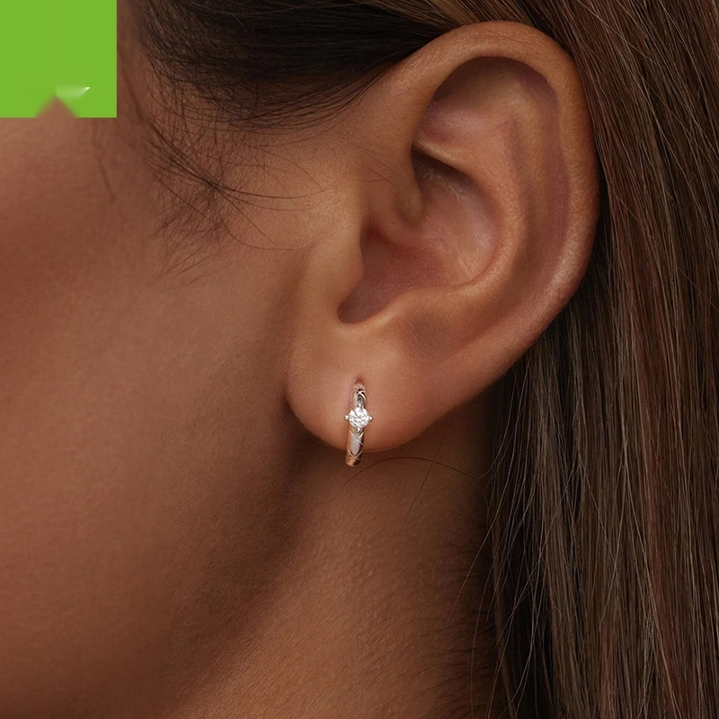 Diamond Plaid Ear Clip S925 Sterling Silver