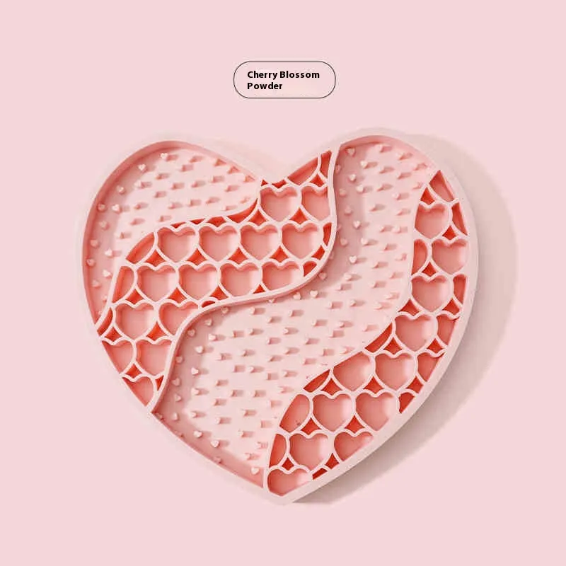 Dog Licking Mat Pet Silicone Slow Food Mat - Cherry Pink