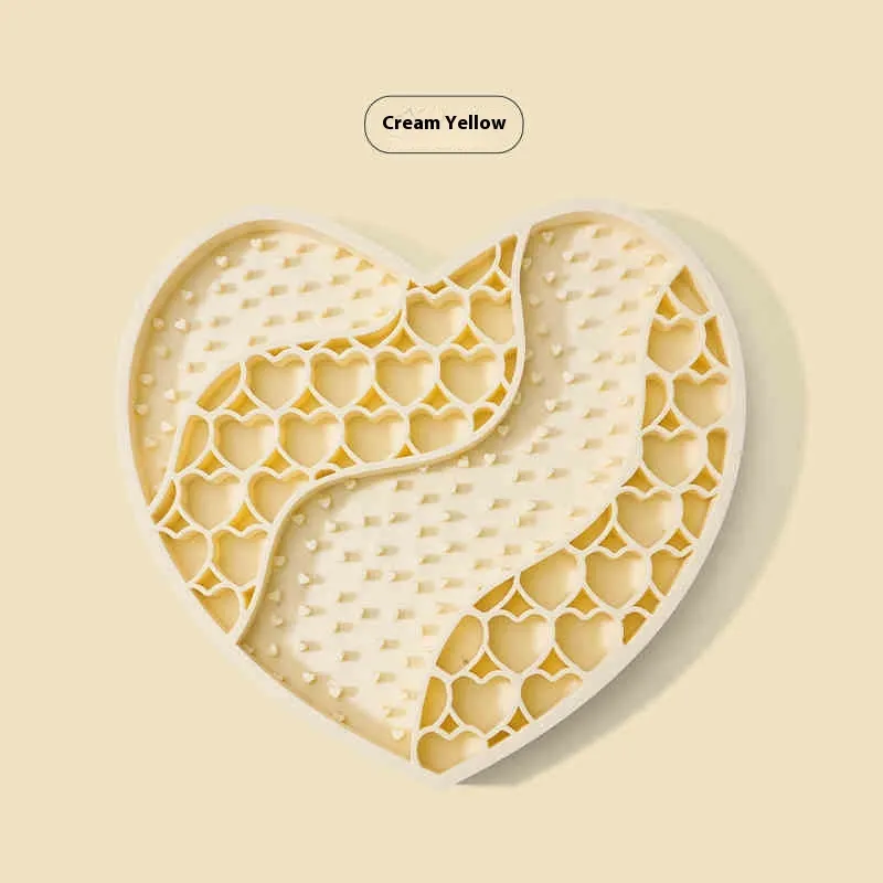 Dog Licking Mat Pet Silicone Slow Food Mat - Cream Yellow