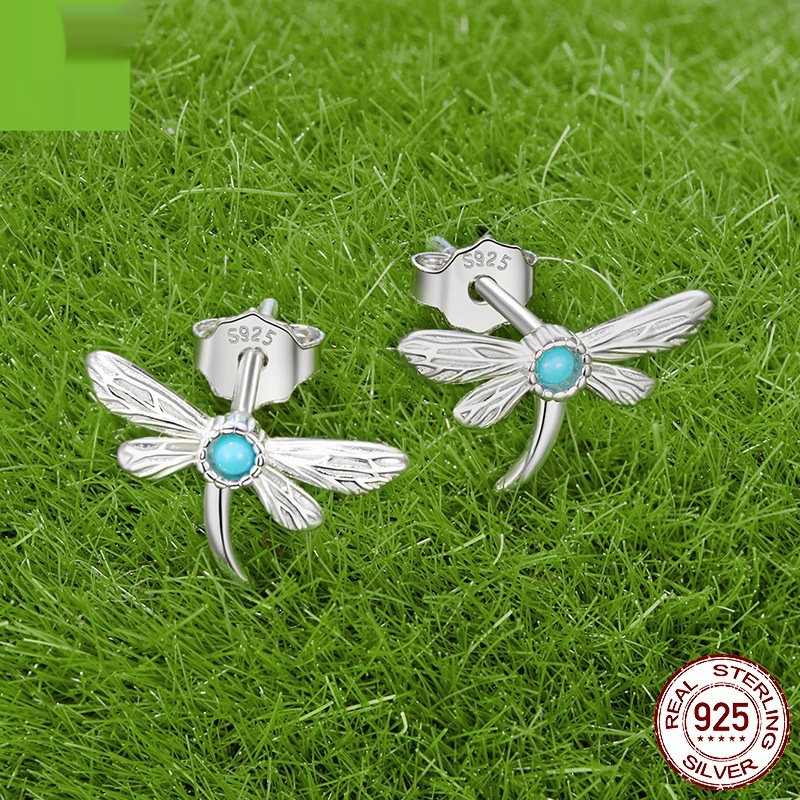 New Turquoise Dragonfly Stud Earrings
