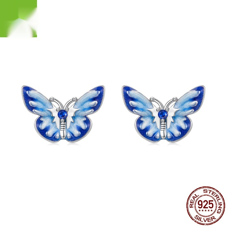 New Blue Color Butterfly Gradient Stud Earrings