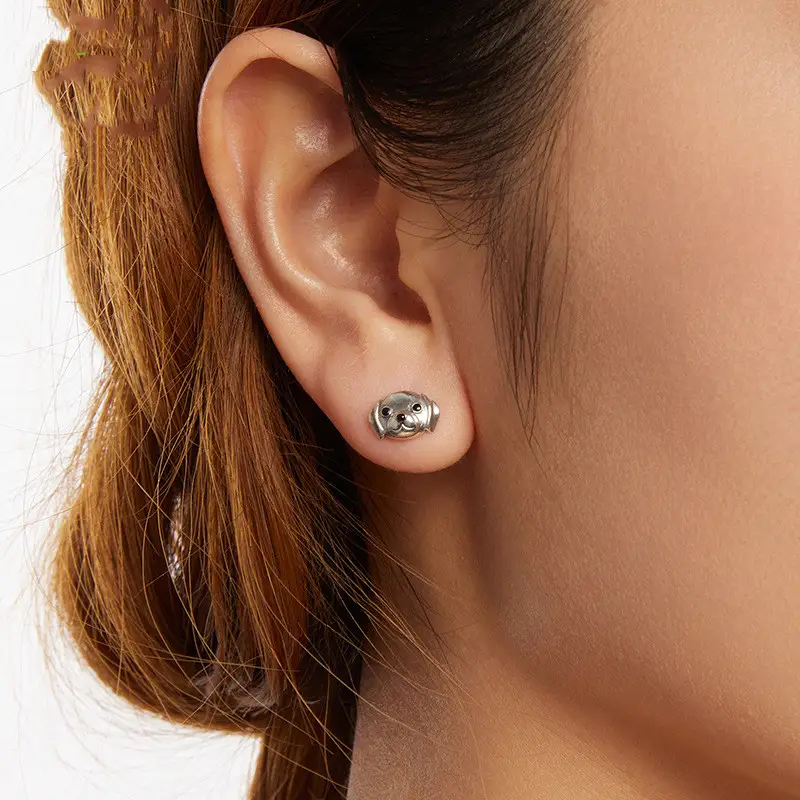 Silver Ziyun S925 Sterling Silver Labrador Stud Earrings