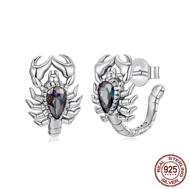 S925 Sterling Silver Vintage Scorpion Stud Earrings