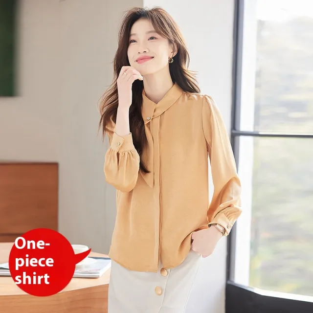 Long Sleeve Shirt Women's Professional Slim Fit Work Clothes Yellow - Shop at LoveMi