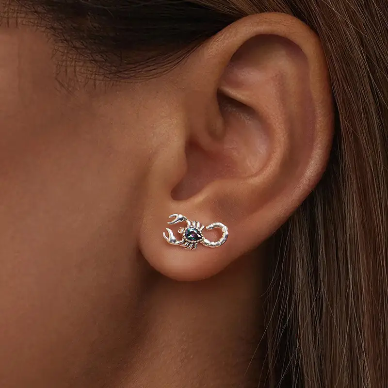 Original Retro Scorpion S925 Sterling Silver Stud Earrings