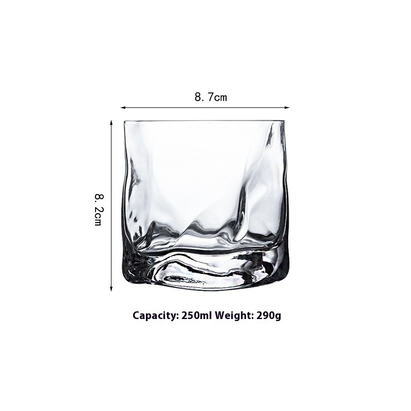كأس ويسكي وبيرة بتصميم زجاج ملتوي غير منتظم