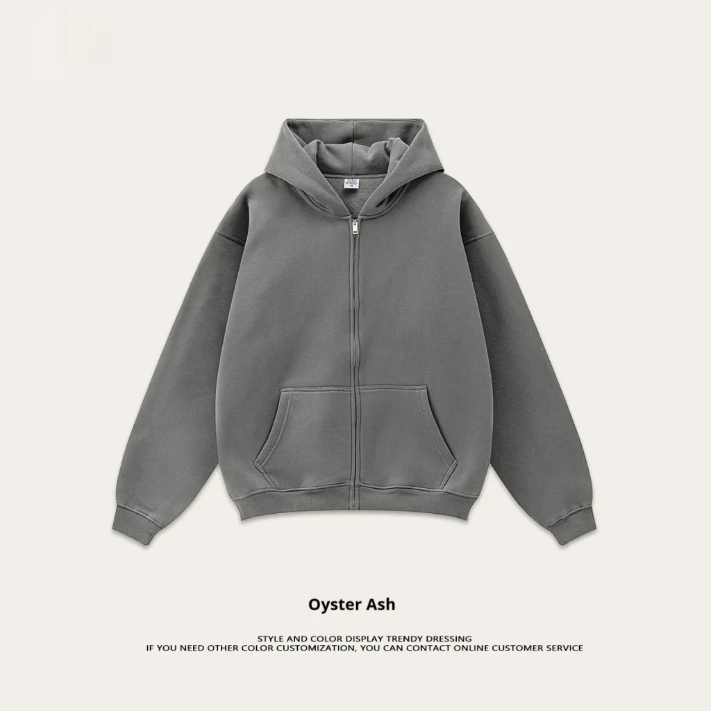 Autumn Fleece Solid Color Hooded Sweater Casual Loose Cardigan Sports Pants - Coat Gray Velvet