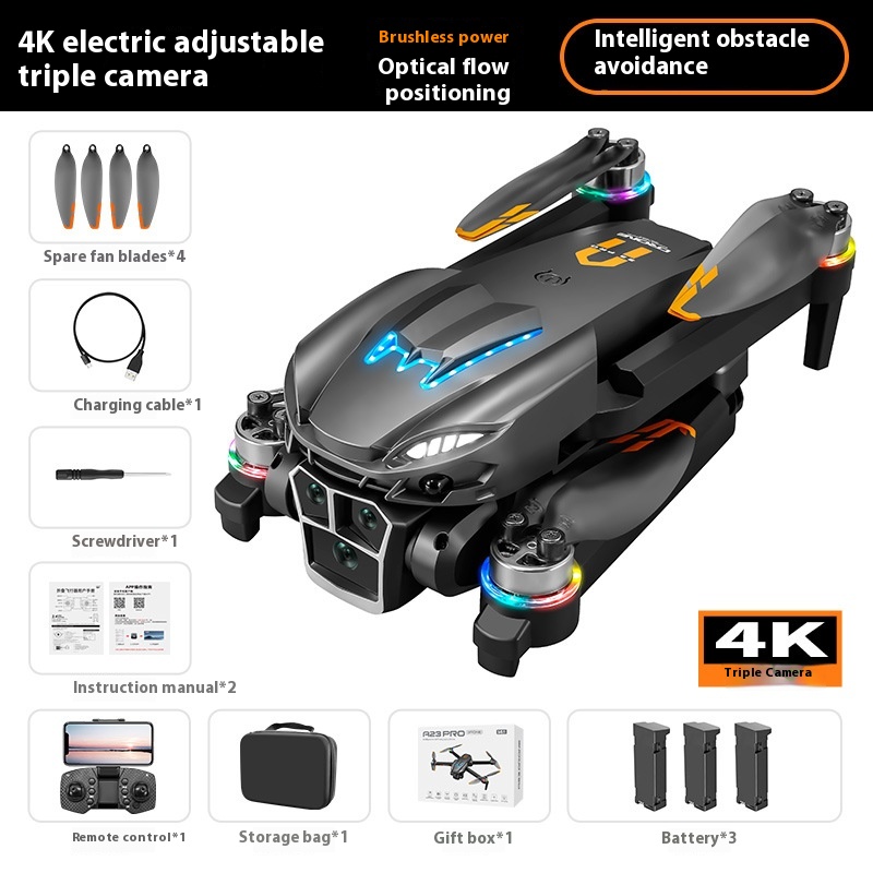 A23 PRO UAV HD Aerial Photography Quadcopter – 4K Triple battery version, Storage Bag Color Box