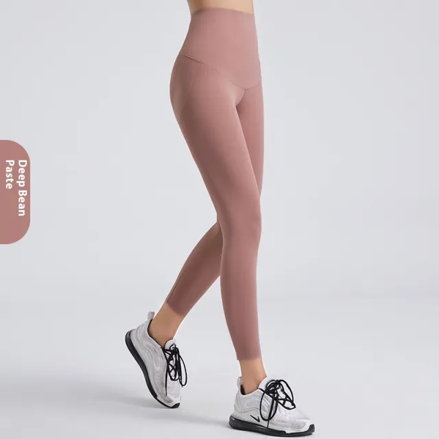High Waist Hip Lift Tight Yoga Fitness Running Thin Jacket Wear Leggings Dark Cameo Brown - Shop at LoveMi