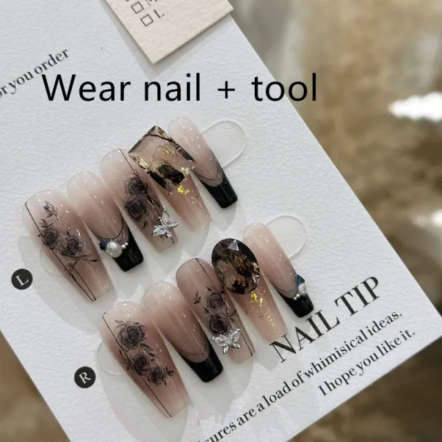 Handmade Long Camellia Girl Nail Tip Wear A Plus Tool - Shop at LoveMi