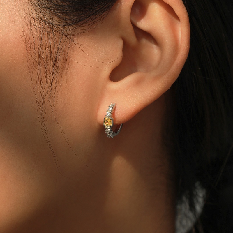 S925 Sterling Silver With Shiny Diamond Earrings Cold High Sense Ear Ring