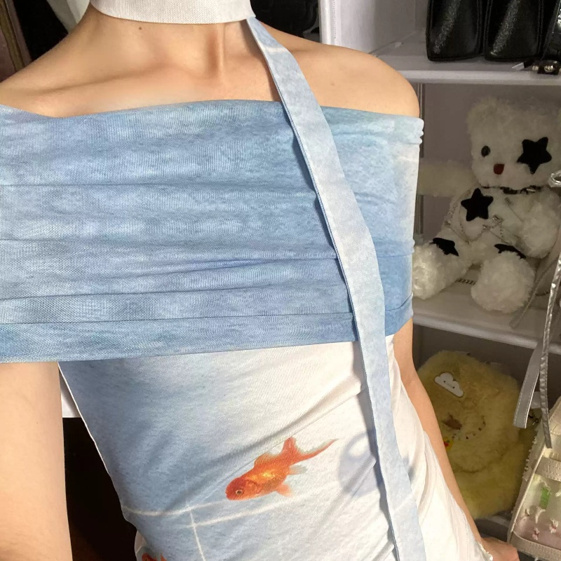 Soda Daikin Fish Printed Mesh T-shirt Design