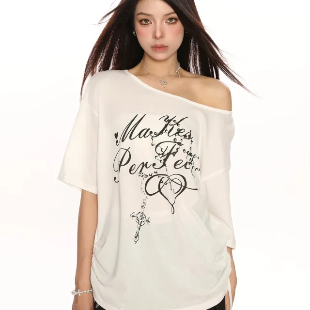 Short Sleeve Loose Off shoulder Casual Half Sleeve Top Apricot - Shop at LoveMi