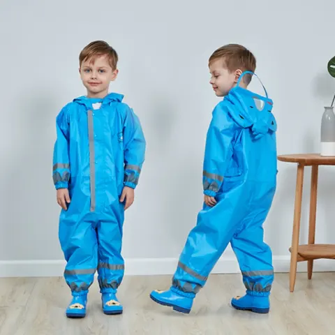 Eco-friendly Conjoined Raincoat with Pants Children Rain Coat Kids
