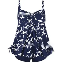 Plus-sized Plus Size Swimming Suit - Blue - View 1