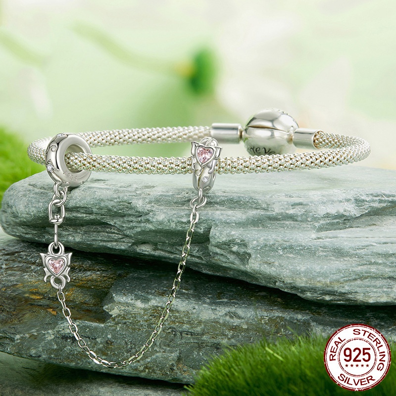 Butterfly Silicone Safety Chain S925 Sterling Silver