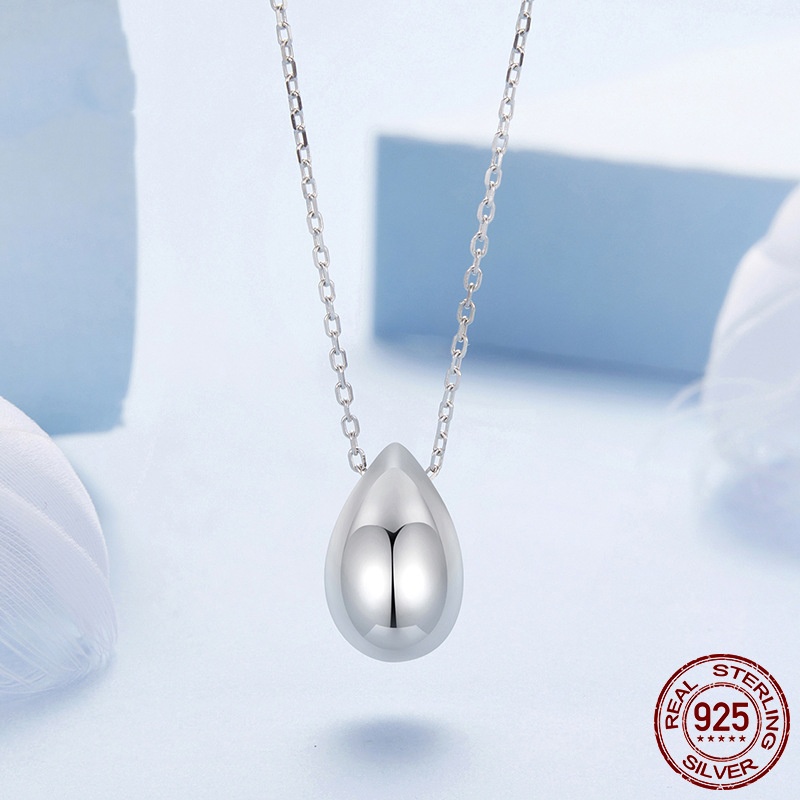 Water Drop Necklace S925 Sterling Silver White Gold Plated Ornament