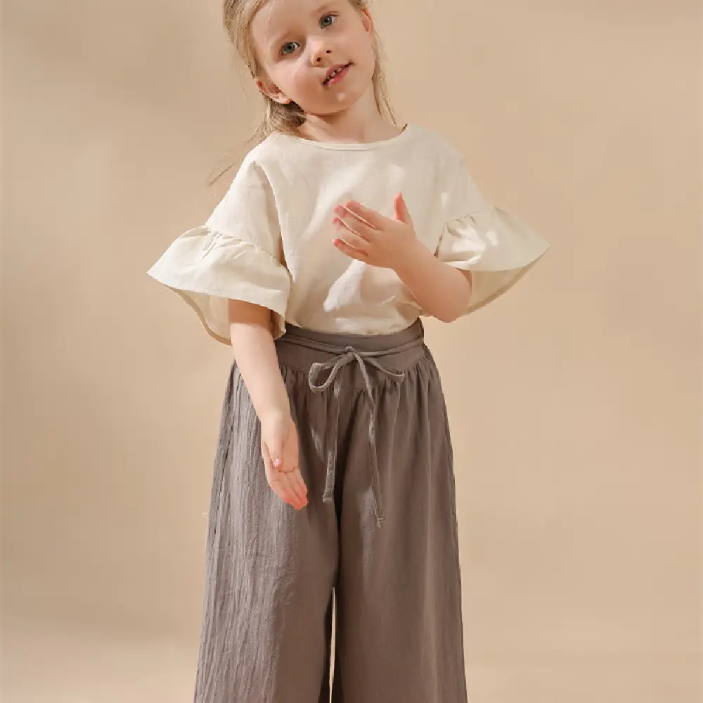 Retro Loose Girls' High Waist Wide Leg
