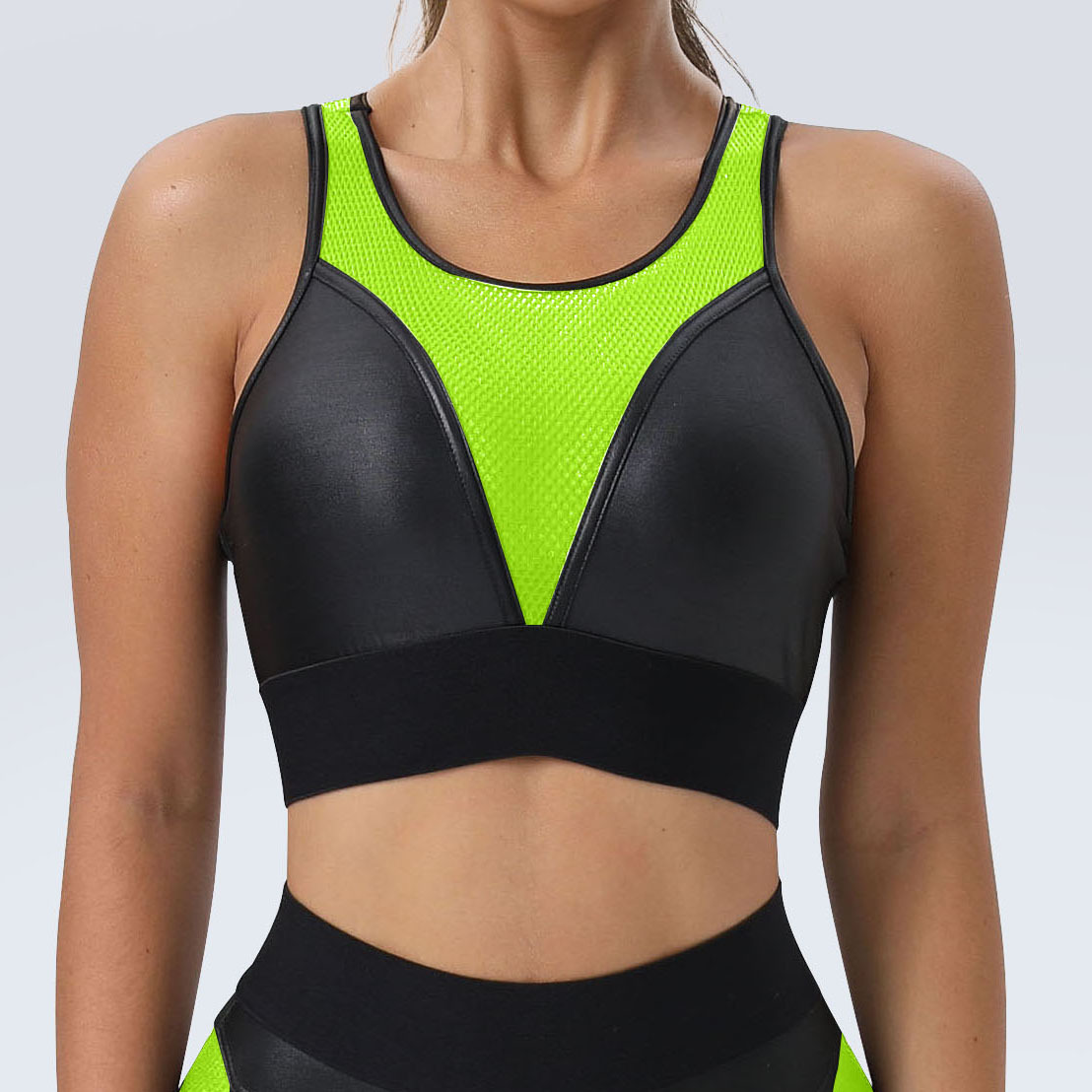Patchwork Sexy Sports Bra Hip Lifting Trousers Fitness Two-piece Set