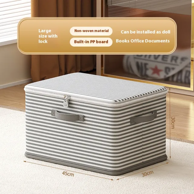 Clothes Storage Box With Lock Household Storage Basket Gray Large With Lock - Shop at LoveMi
