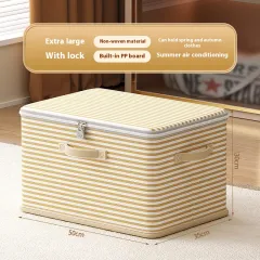 Clothes Storage Box With Lock Household Storage Basket - Extra Large Yellow With Lock - View 1