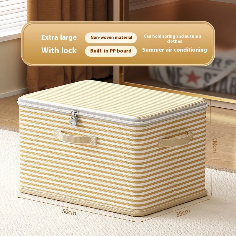 Clothes Storage Box With Lock Household Storage Basket - Extra Large Yellow With Lock