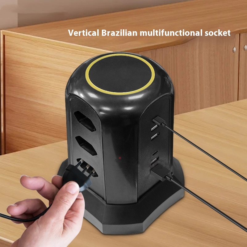 Wireless Charger Multi-functional Vertical Tower Type Brazilian Socket