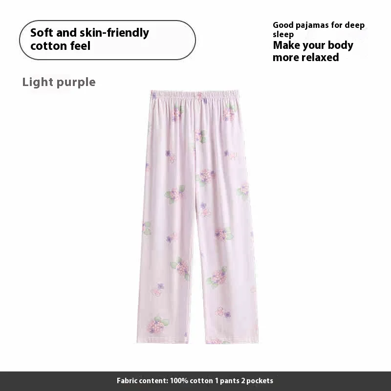 Pajama Pants Women's Cotton Loose Plus Size Casual Pants - Purple