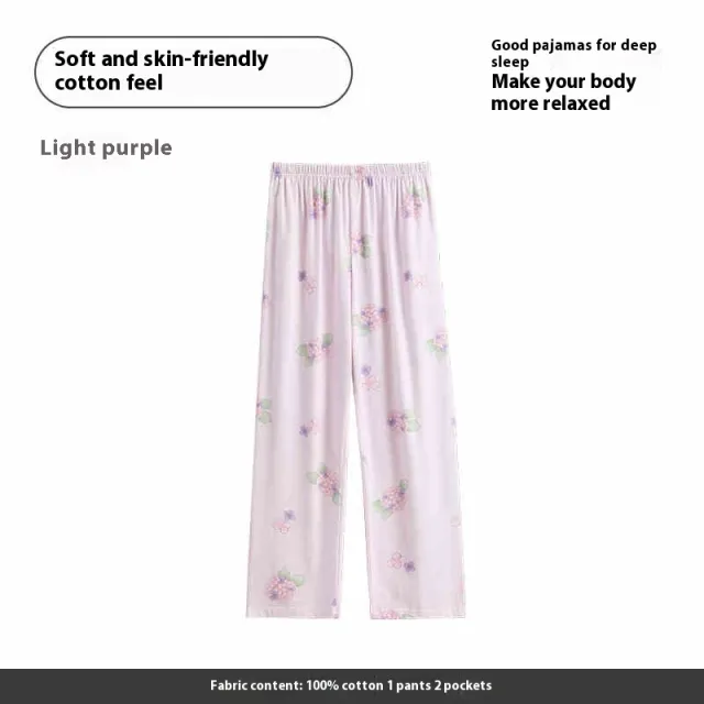 Pajama Pants Women's Cotton Loose Plus Size Casual Pants Fx25190021 Light Purple - Shop at LoveMi