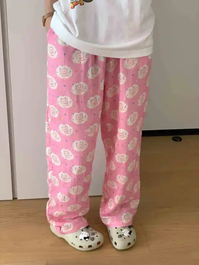 Cute Cat Print Pajama Pants Women's Plus Size Loose Casual Pants Circle Cat Trousers - Shop at LoveMi