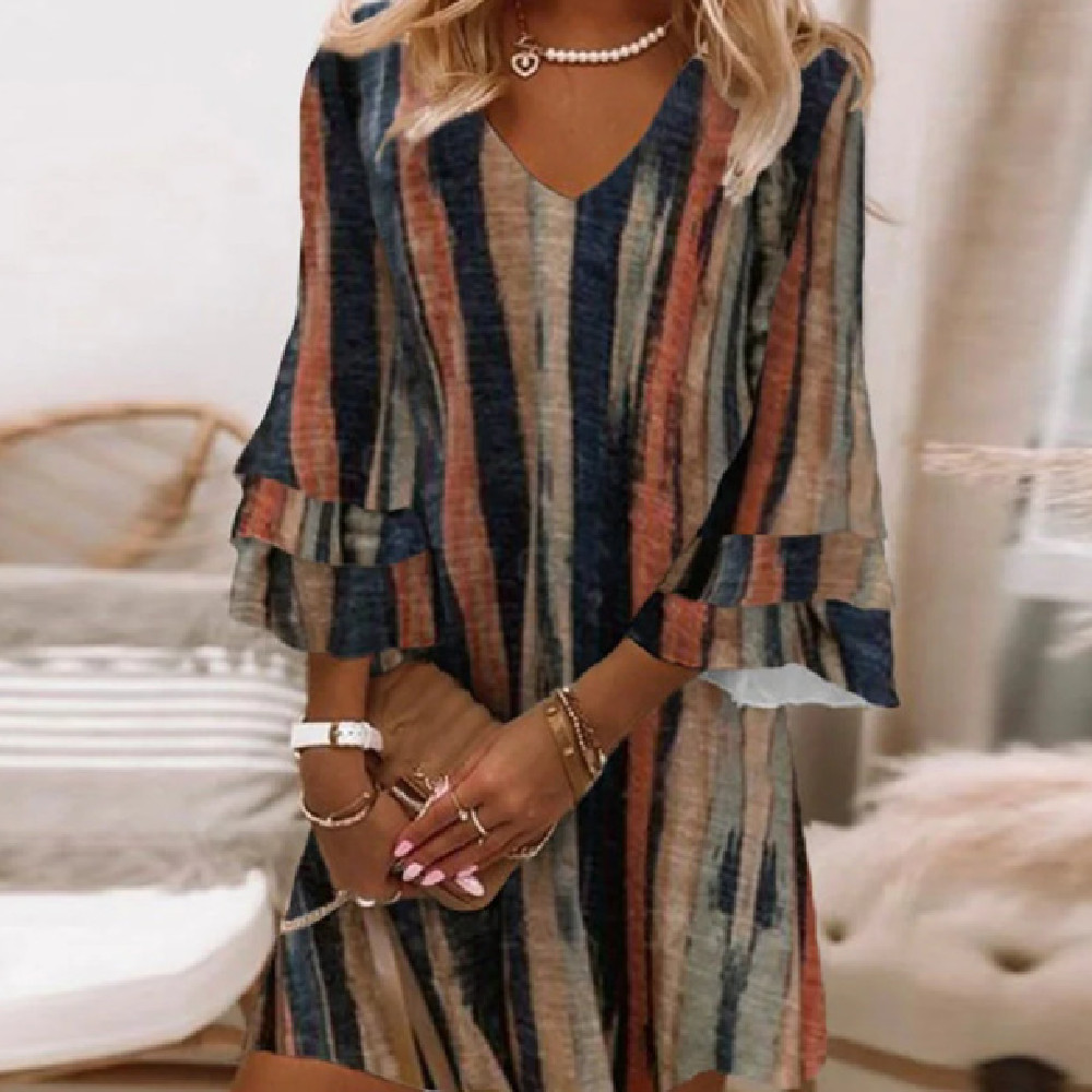 Women's Digital Printed V-neck Sleeveless Dress