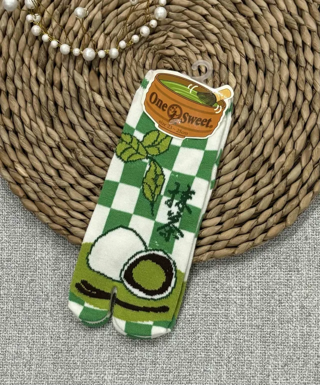 Two toe Socks Split Toe Women's Cotton Socks Matcha Green - Shop at LoveMi