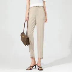 Cropped Harem Suit Pants Women's Loose Casual Cigarette Pants - Apricot - View 1