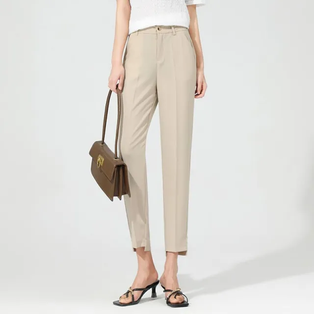 Cropped Harem Suit Pants Women's Loose Casual Cigarette Pants Apricot - Shop at LoveMi