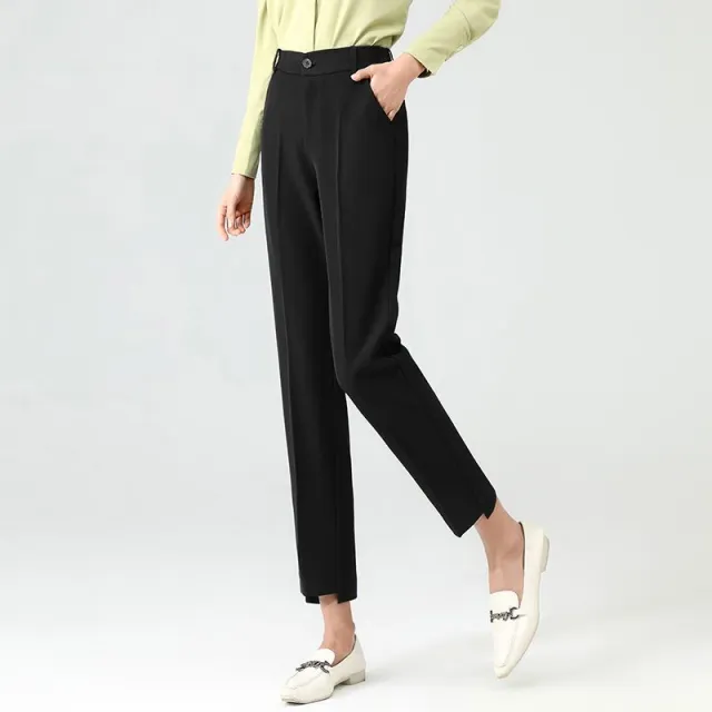 Cropped Harem Suit Pants Women's Loose Casual Cigarette Pants Black - Shop at LoveMi